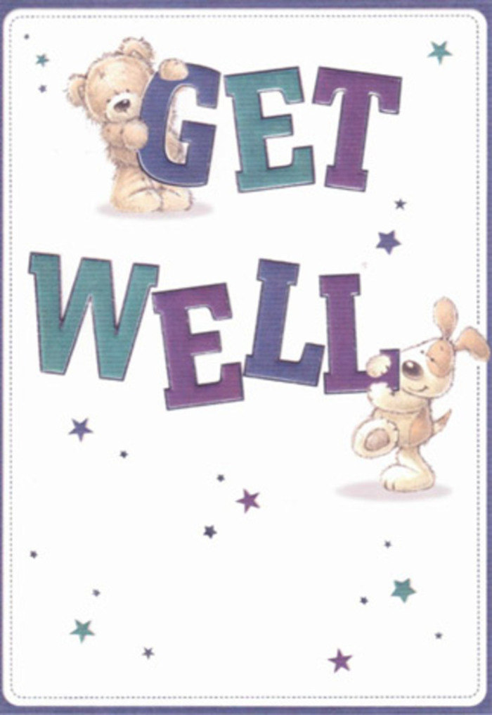 There's a unique magic in this get well card, reminiscent of the lightness found in a freshly crafted bouquet delivered down Hammersmith's bustling high street. Two charming characters-a plush bear and a wide-eyed puppy-dance across the scene, their joy palpable as they cradle and balance the exuberant 'Get Well' message. Indigo and teal shades ground the text with a quiet confidence, while luminous stars drift around them, as if scattering well wishes like confetti along the lively streets of Shepherd's Bush and beyond. The bear's fur appears irresistibly soft, the puppy's long ears almost velvety to the touch-details an experienced florist in Hammersmith would appreciate, always attentive to textures that bring a sense of comfort and connection. The subtle interplay of white-pure, inviting, and crisp-recalls the fresh linen wraps of our arrangement deliveries, promising healing and clarity. This card doesn't merely send a kind word; it becomes a tactile, emotional gesture, echoing the same intention we pour into our bouquets: to brighten days, lighten burdens, and express genuine care. With every element thoughtfully composed, this scene evokes the delightful warmth of community, and, like a surprise flower delivery to a loved one in Hammersmith Grove, brings a touching moment of encouragement that lingers long after it arrives.