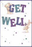 This get well card radiates the inviting optimism found in Hammersmith's neighbourhood corners, where familiar faces and blooms bring daily comfort. The focal point is a soft teddy bear and a cheerful puppy, both alive with playful energy as they interact with the oversized, joyful lettering of 'Get Well.' Shades of deep indigo and gentle teal give the text a buoyant presence, while soft stars scatter across a creamy white background, adding a whimsical sparkle that echoes the hope we see in each bouquet assembled for recovery here at Hammersmith Florist. The illustrated fur, with its comforting plushness and tactile appeal, feels like a gentle embrace-so real you can almost stroke the bear's fluffy paw or the puppy's floppy ear. The whole scene glows with a sense of childlike wonder and reassurance, as if the card itself is offering a heartfelt hug to lift someone's spirits. Whether sent to a patient recuperating in Charing Cross Hospital or to a neighbour convalescing along Brook Green, this design blends innocence with genuine care, much like our flower deliveries that wind through Hammersmith's quiet mews. It's a touch of kindness and creativity, thoughtfully crafted to bring light to difficult days and foster a sense of connection within our close-knit London community.